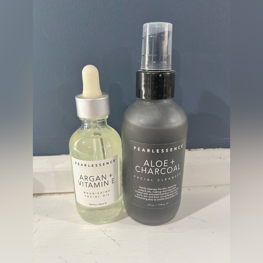 Pearlessence Aloe + Charcoal Facial Cleanser and Argan + Vitamin E Serum
